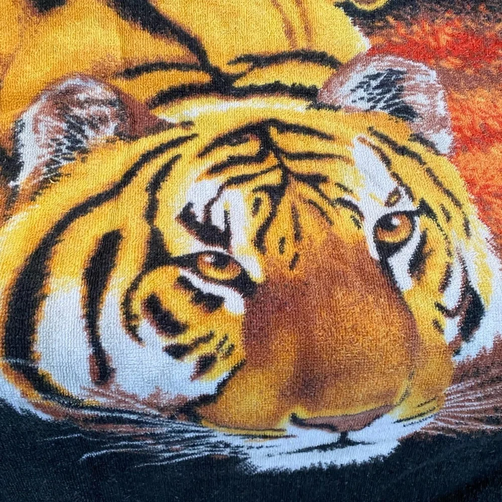 Vintage Tiger Beach Towel 100% Cotton Bold Graphic Jungle Cat 54” x 28” Tigers